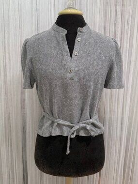 Vintage Marty Gutmacher Gray Short Sleeve Sweater ILGWU Union Made USA Size 8